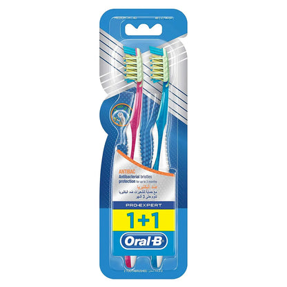 Oral-B Pro-Expert Anti Bacterial 40 Toothbrush-Medium [1+1 ]