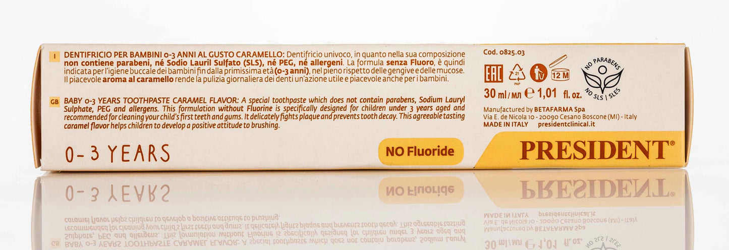 President Baby 0-3 Years Caramel Toothpaste 30ml