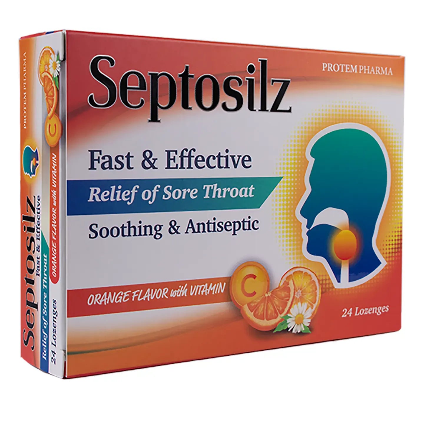 Septosilz Orange With Vitamin-C 24 Lozenges