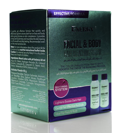 Energy Cosmetics Facial and Body Hair Bleaching System (Bleach Lotion 60 Ml + Activator Powder 40 g)