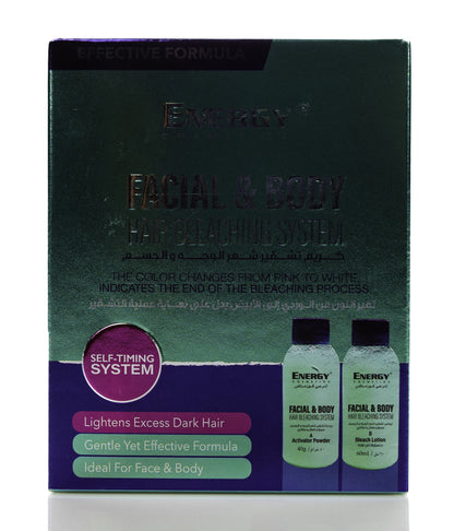 Energy Cosmetics Facial and Body Hair Bleaching System (Bleach Lotion 60 Ml + Activator Powder 40 g)
