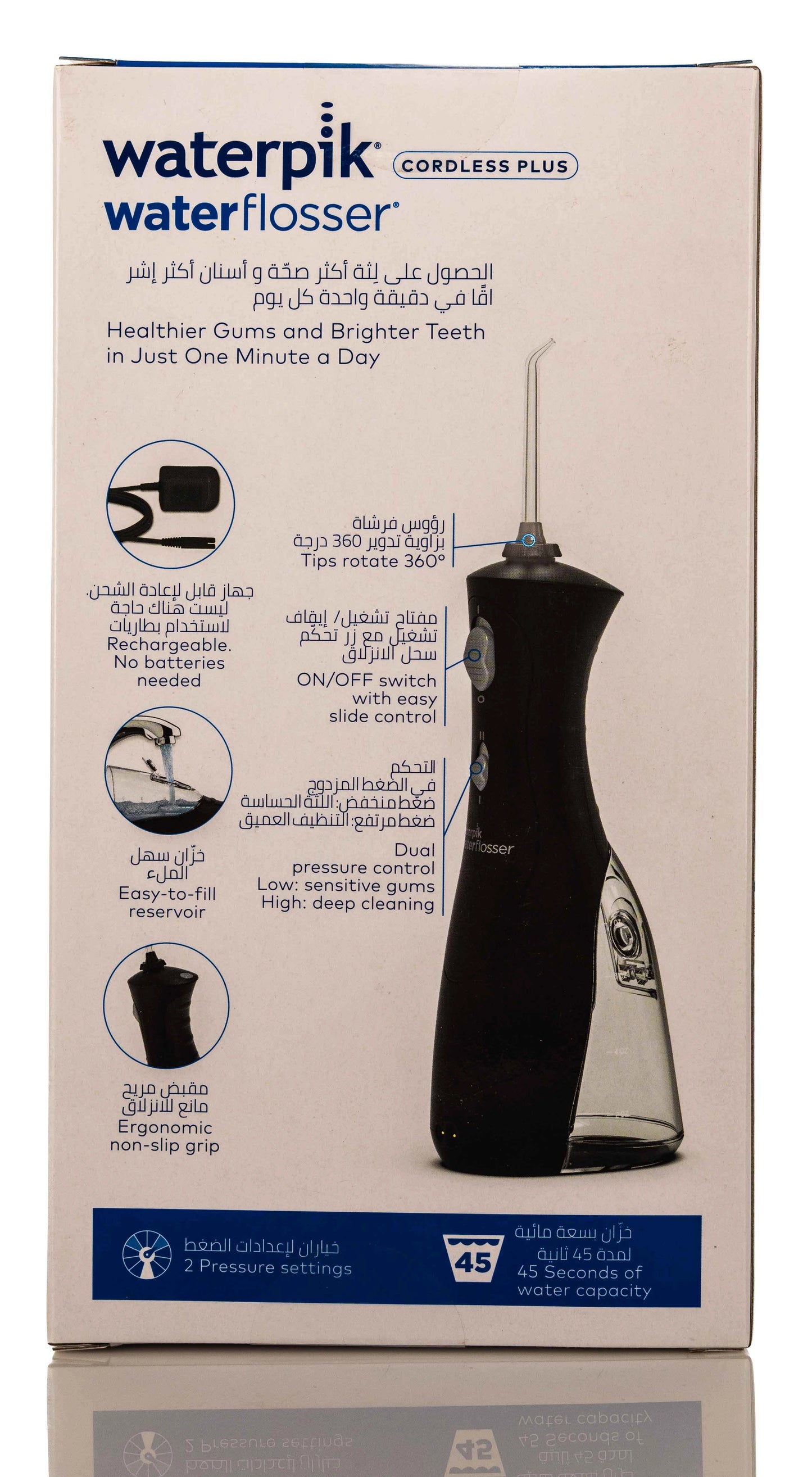 Waterpik Cordless Plus Water Flosser Black-(WP-462Me)