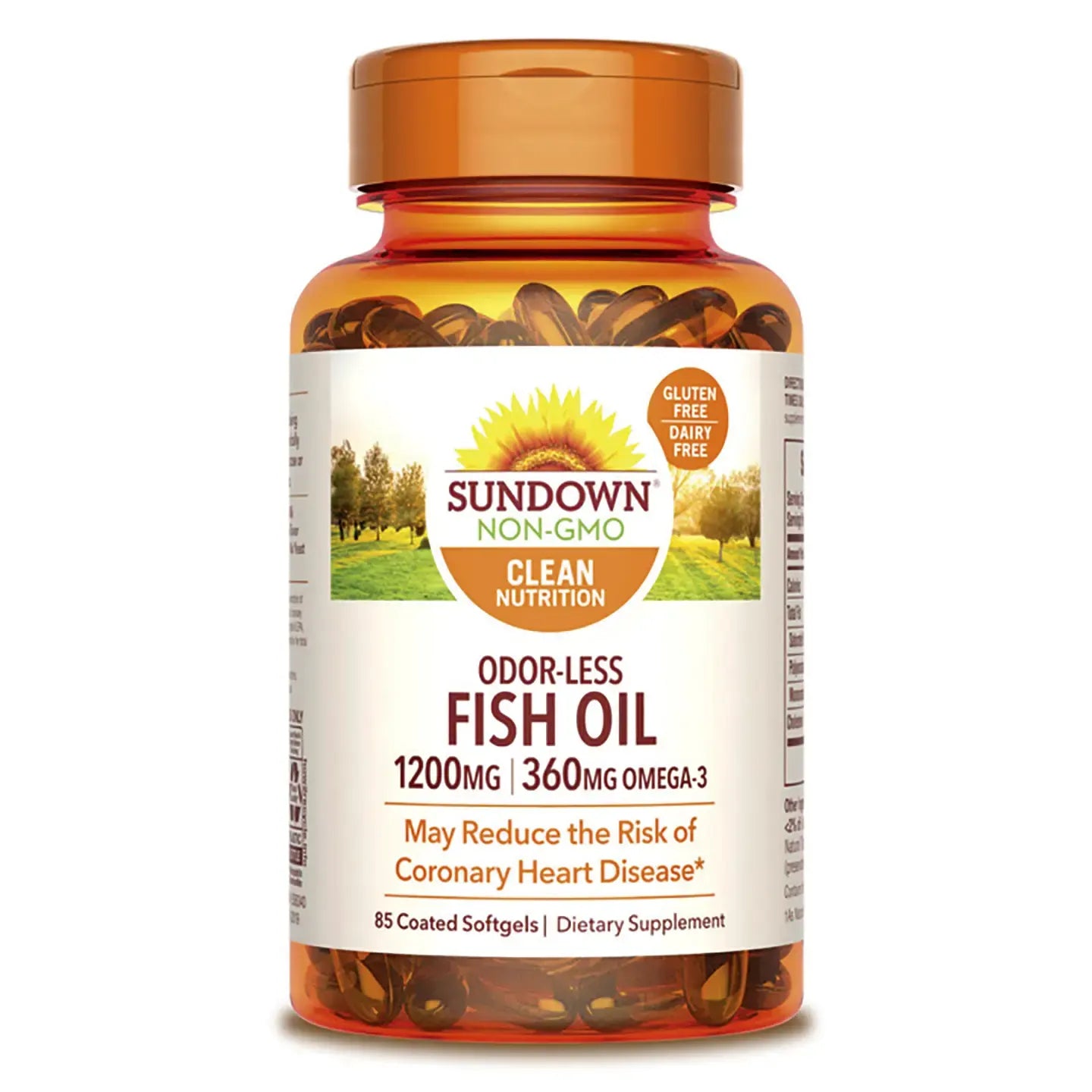 Sundown Odorless Fish Oil 1200mg [Omega-3 360 mg] 85 Softgels
