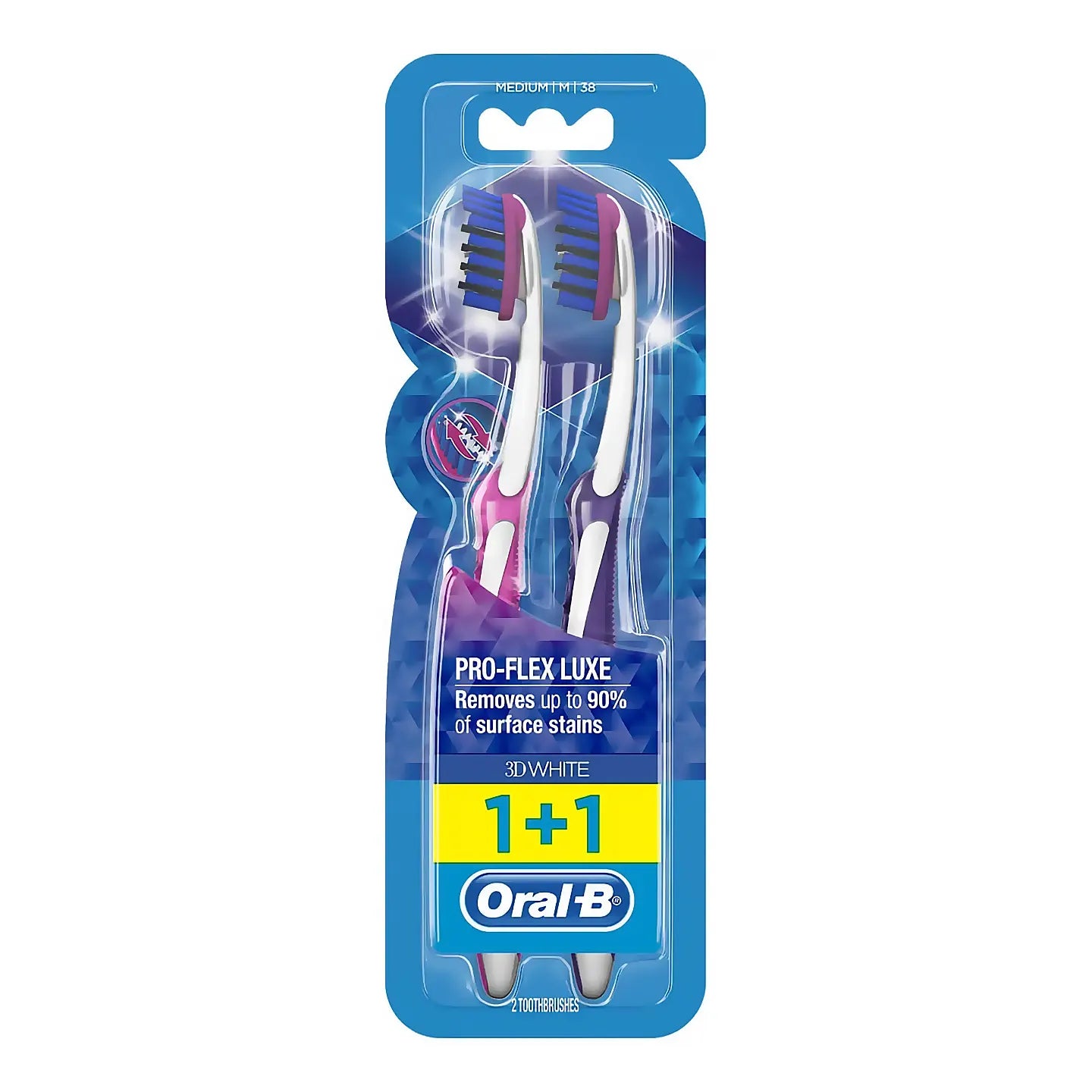Oral-B Pro-Flex Luxe 3D White Toothbrush-Medium 38 [1+1]