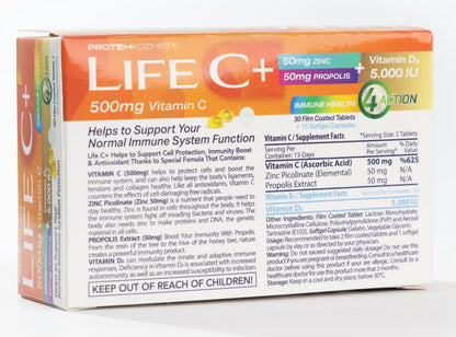 Life C+ 4 Action[Vitamin C+Vitamin D+Zinc+Propolis] 30 Tablets + 15 Softgel Capsules