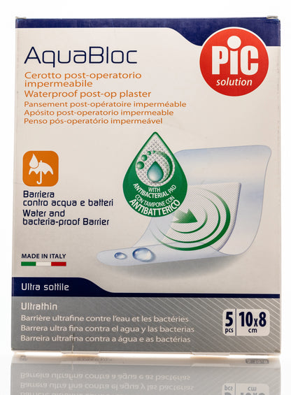 Pic Solution AquaBloc waterproof Plaster with antibacterial 10X8 Cm 5 Pieces