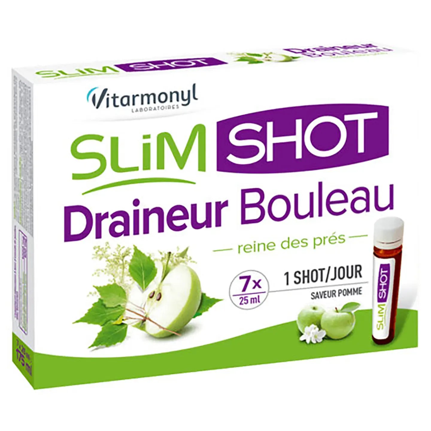 Vitarmonyl Slim Shot Draineur Bouleau Apple flavor Liquid Shots 7X25 ml