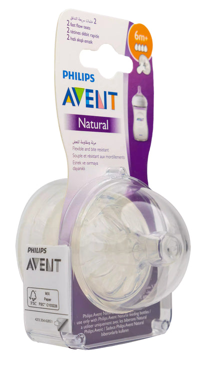 Avent [481] Natural Thick Feed Teats 6M+ 2 Pieces