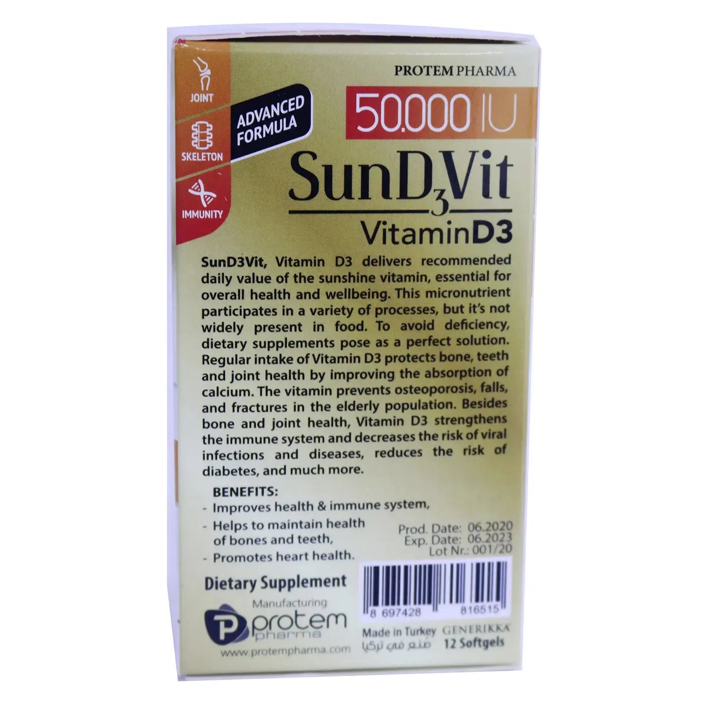 SunD3Vit Vitamin-D3 50,000 IU 12 Softgels