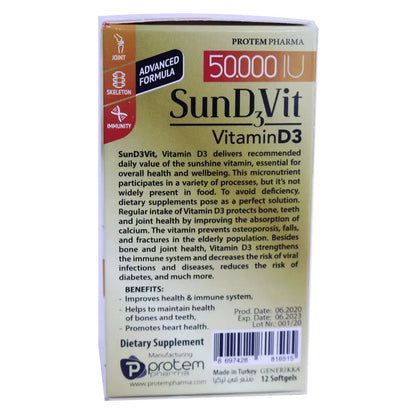 SunD3Vit Vitamin-D3 50,000 IU 12 Softgels