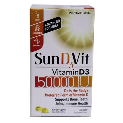 SunD3Vit Vitamin-D3 50,000 IU 12 Softgels