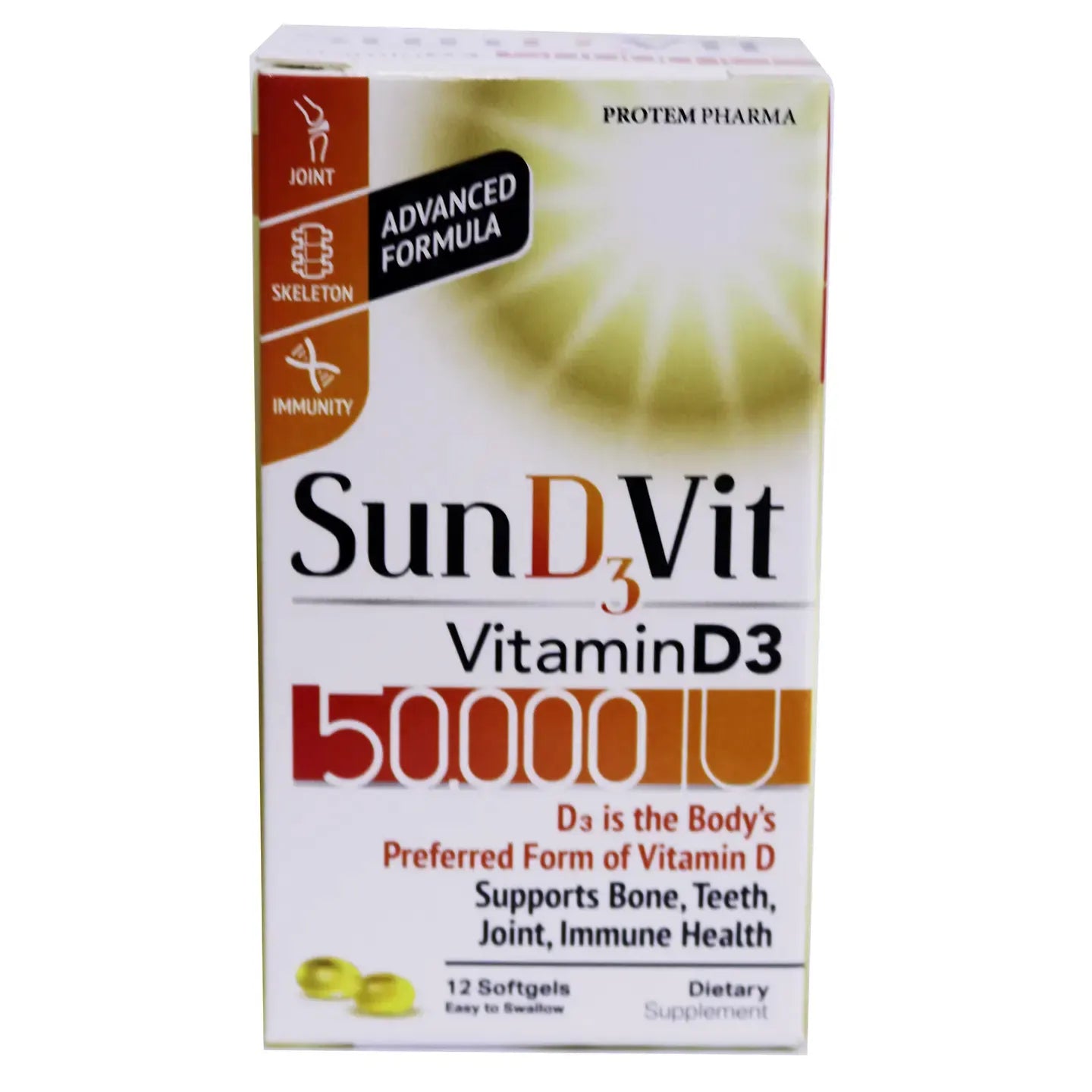 SunD3Vit Vitamin-D3 50,000 IU 12 Softgels