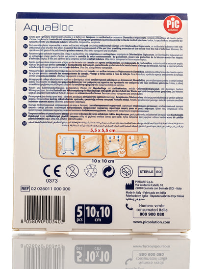 Pic Solution AquaBloc waterproof Plaster with antibacterial 10X10 Cm 5 Pieces