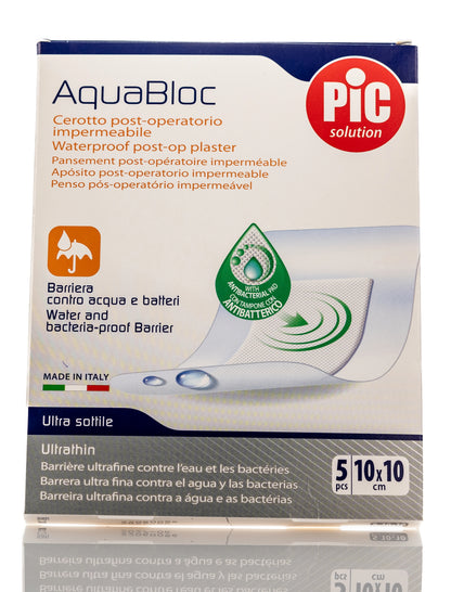 Pic Solution AquaBloc waterproof Plaster with antibacterial 10X10 Cm 5 Pieces