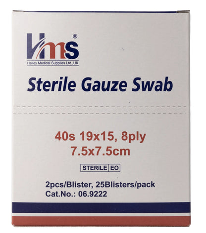 Hms Sterile Gauze Swab 7.5X7.5Cm 25X2 Pieces