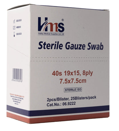 Hms Sterile Gauze Swab 7.5X7.5Cm 25X2 Pieces