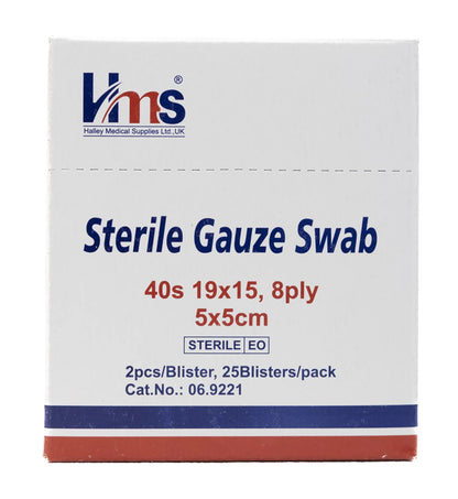 Hms Sterile Gauze Swab 5X5Cm 25X2 Pieces