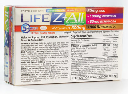 Life Z + All [Vitamin C+Vitamin D3+Zinc+Propolis+Echnicea]30 Tablets