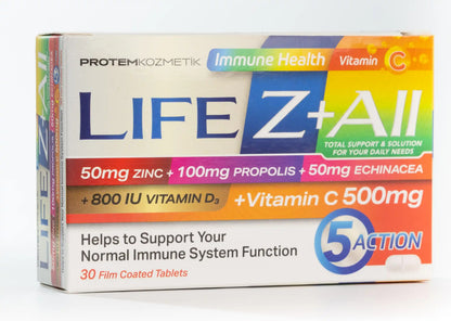 Life Z + All [Vitamin C+Vitamin D3+Zinc+Propolis+Echnicea]30 Tablets