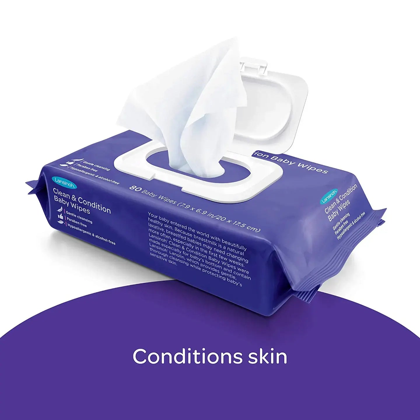 Lansinoh Clean & Condition Baby Wipes 80 Pieces [F00818]