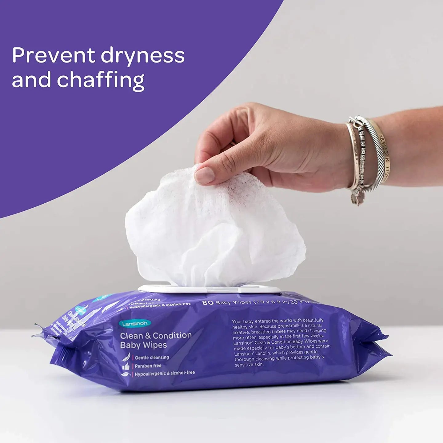 Lansinoh Clean & Condition Baby Wipes 80 Pieces [F00818]