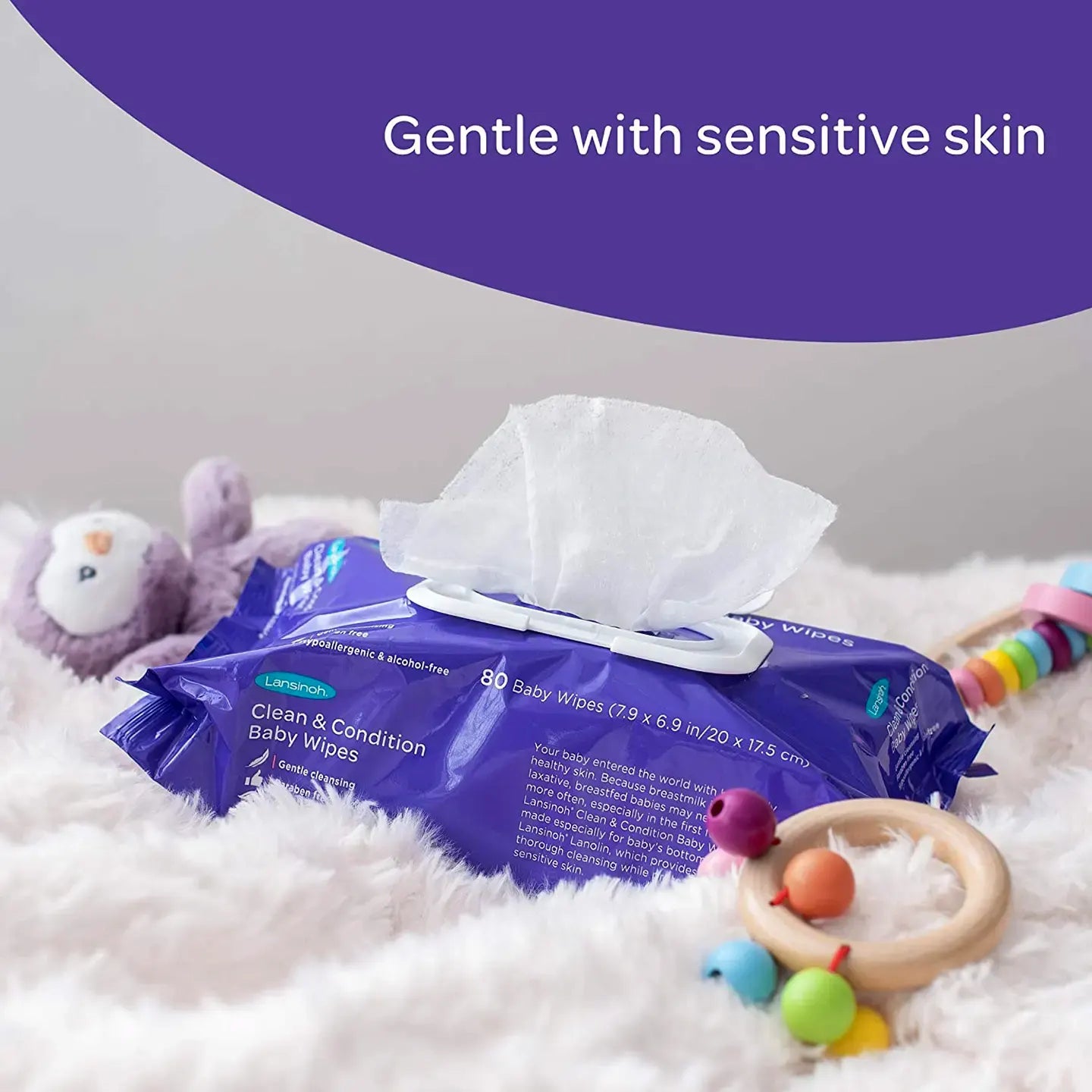 Lansinoh Clean & Condition Baby Wipes 80 Pieces [F00818]