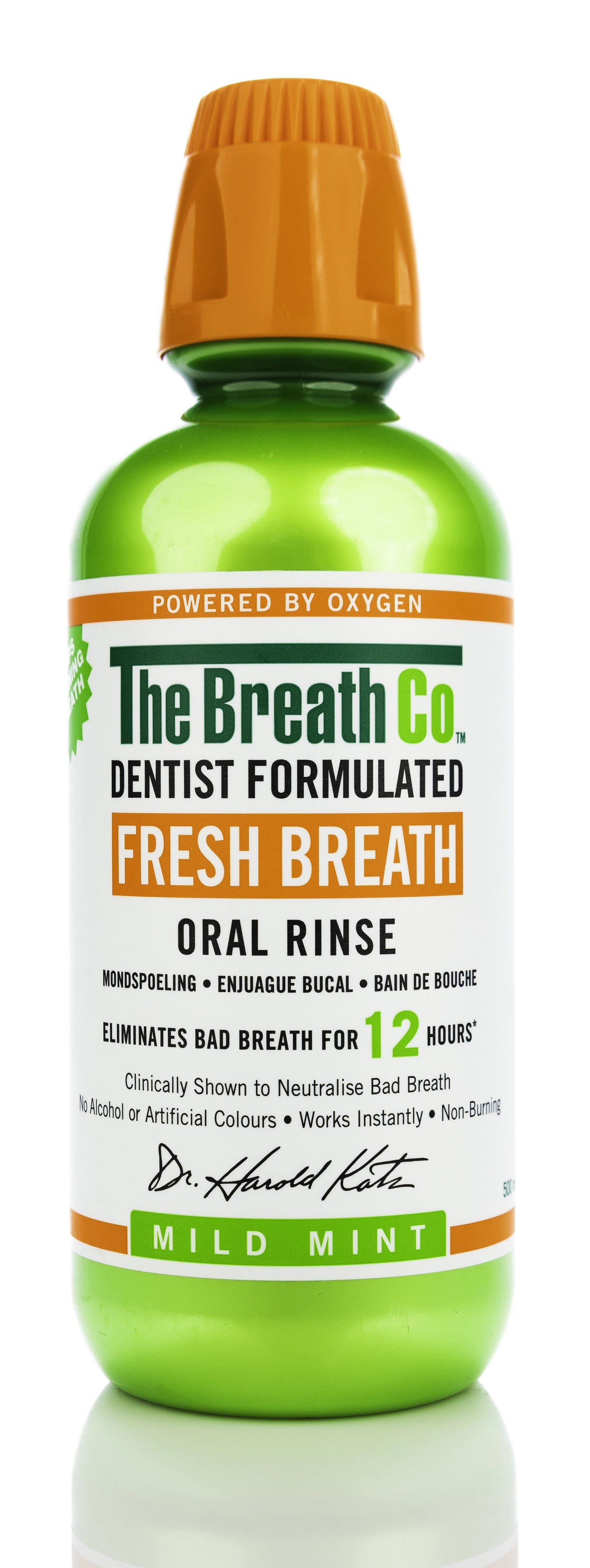The Breath Co Fresh Breath Mild Mint Mouthwash 500 ml-Green