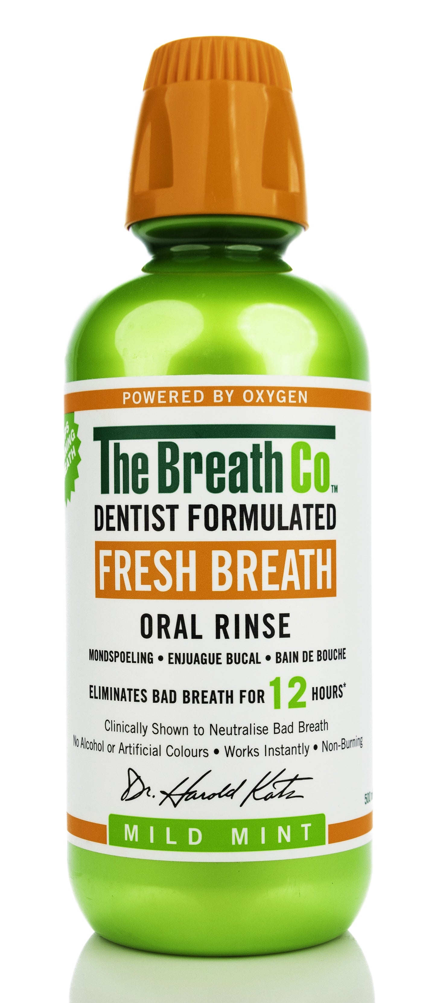 The Breath Co Fresh Breath Mild Mint Mouthwash 500 ml-Green