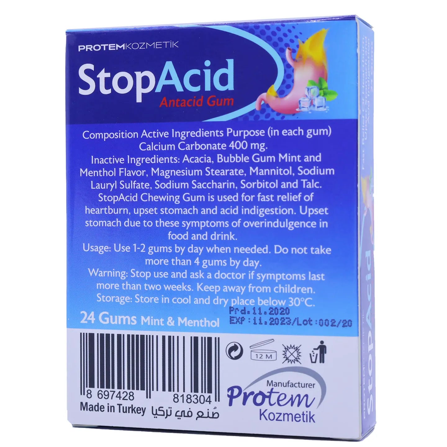 Stop Acid Chew Gums 24 Pieces