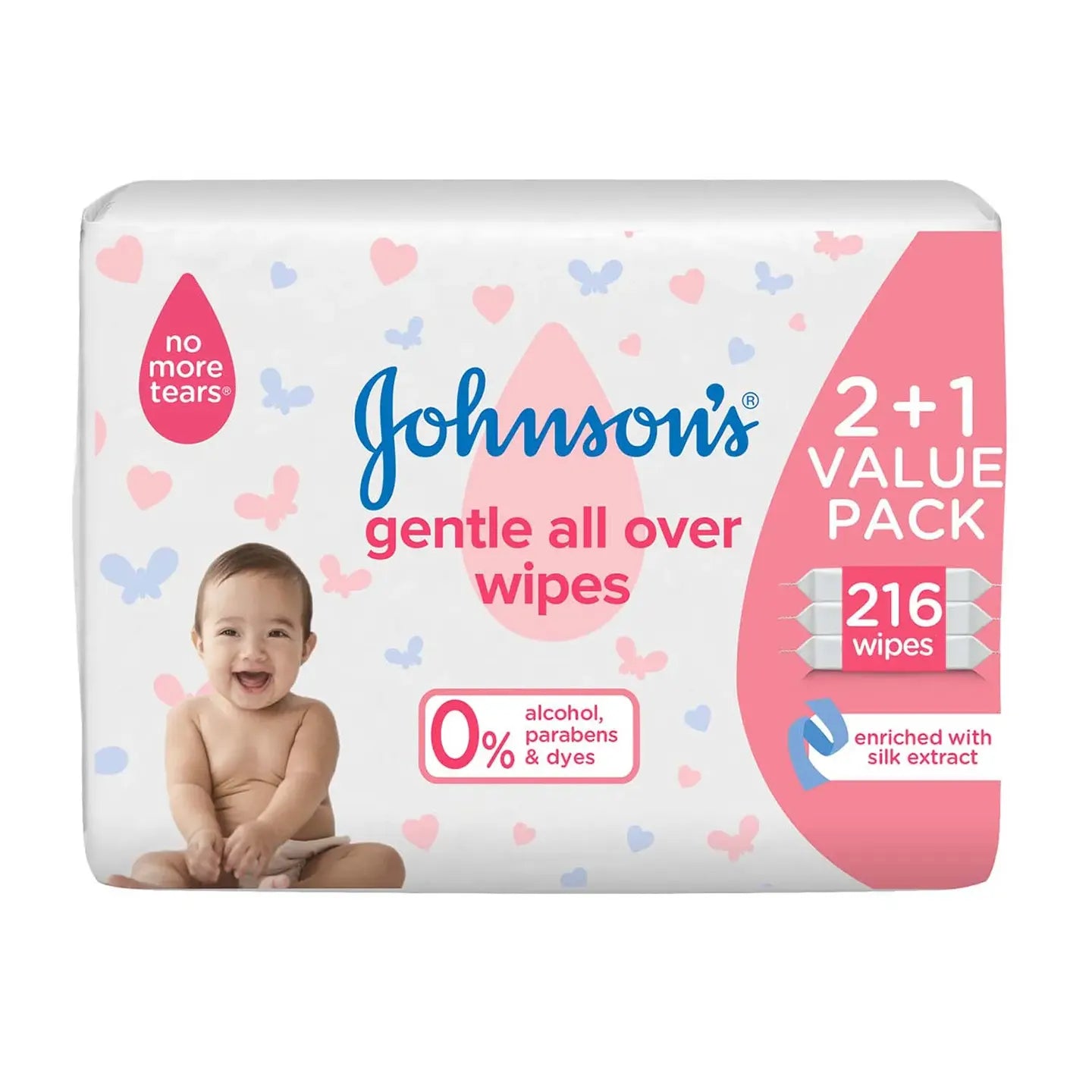 Johnson's Gentle All Over Wipes 72 Pieces 2+1 Offer