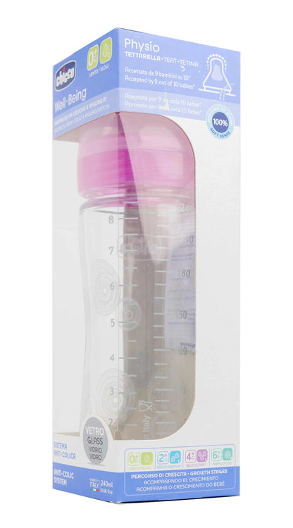 Chicco [287211] Well-Being Feeding Bottle Glass Girl 0 M+ 240 Ml
