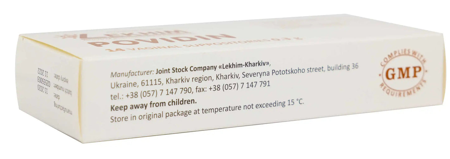 Lekhim Povidone Iodine Vaginal Suppository 14 Pieces