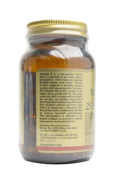 Solgar Vitamin D3 1000 IU 100 Softgels