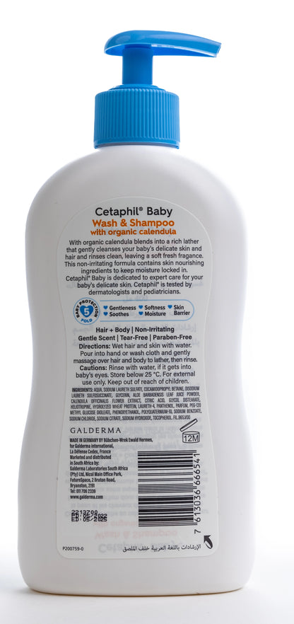 Cetaphil Baby Wash & Shampoo with Organic Calendula 400 Ml