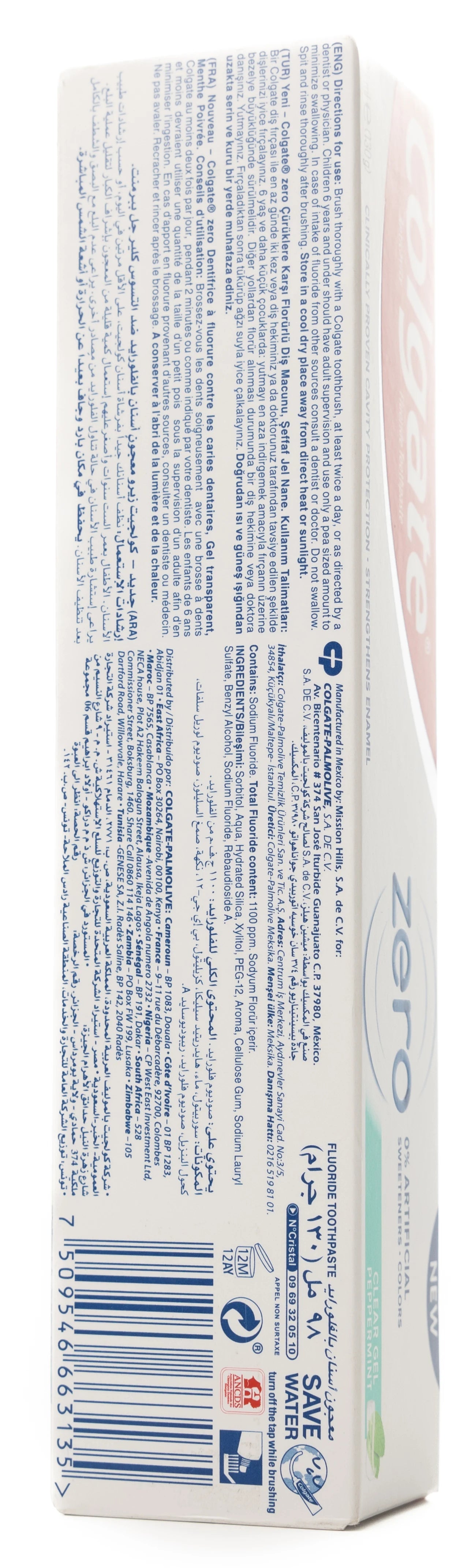 Colgate Zero Peppermint Clear Gel 98 Ml