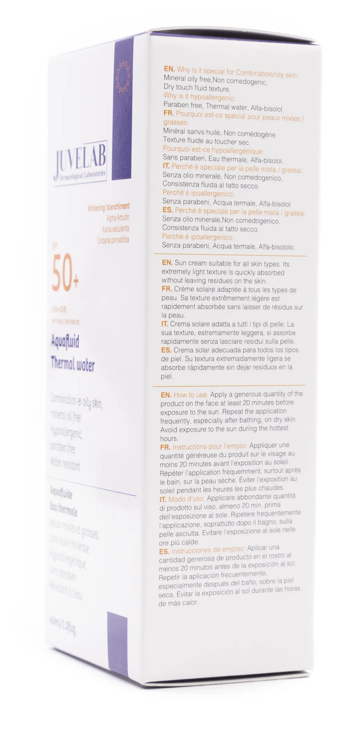 Juvelab Spf 50+ Whitening  Aqua Fluid 40 Ml