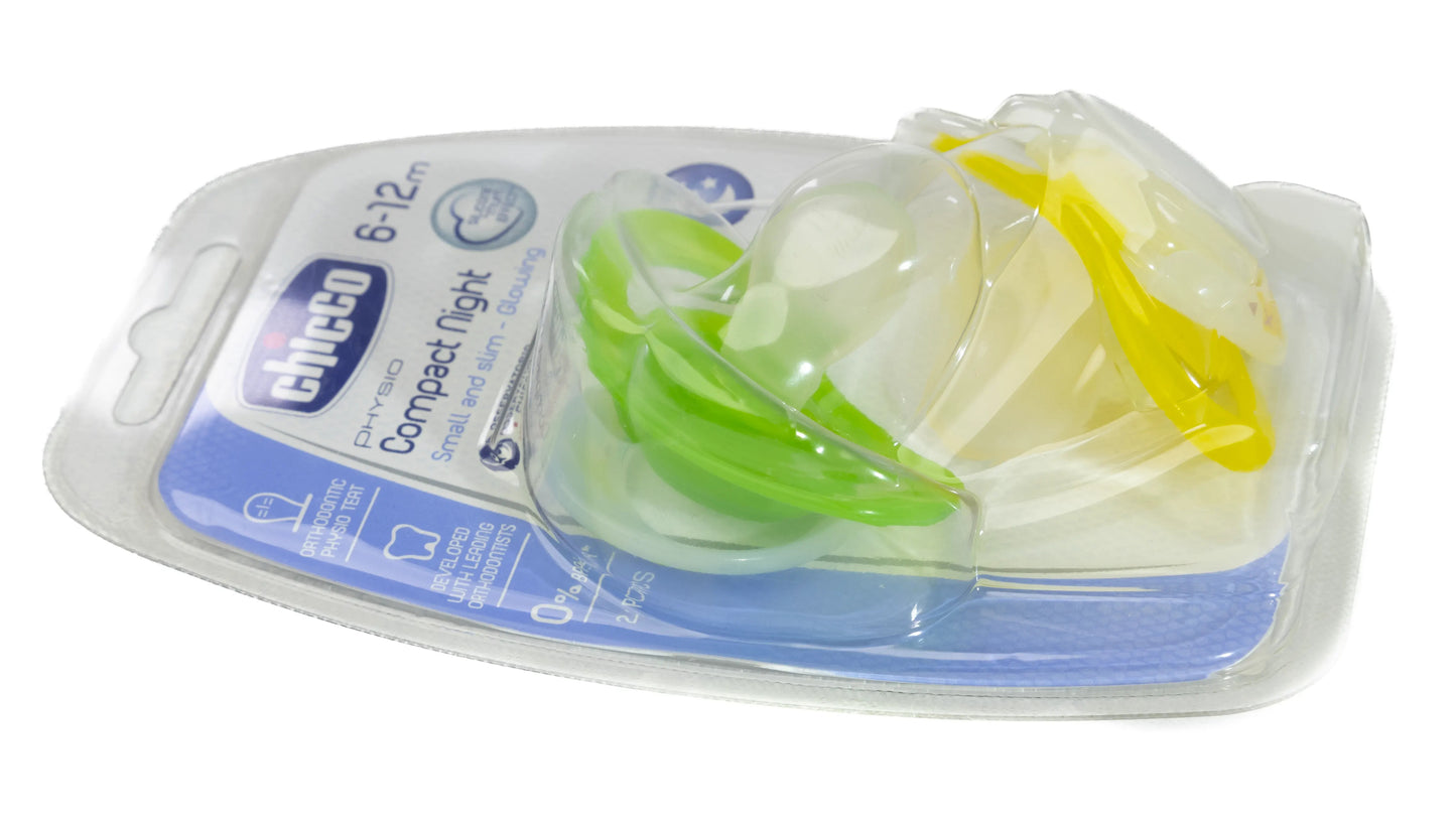 Chicco [3241] Soother Physio Compact Night 6-12 Months 2 Pieces