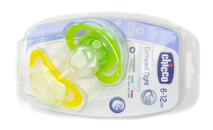 Chicco [3241] Soother Physio Compact Night 6-12 Months 2 Pieces