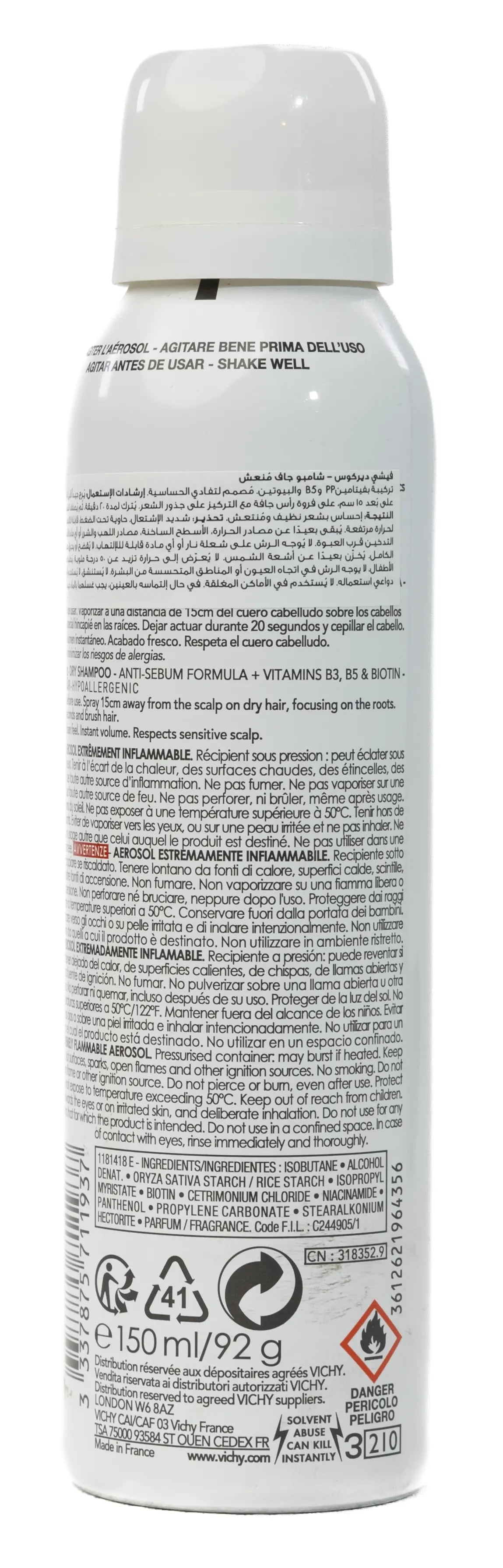 Vichy Dercos Energising Dry shampoo Spray 150 ml