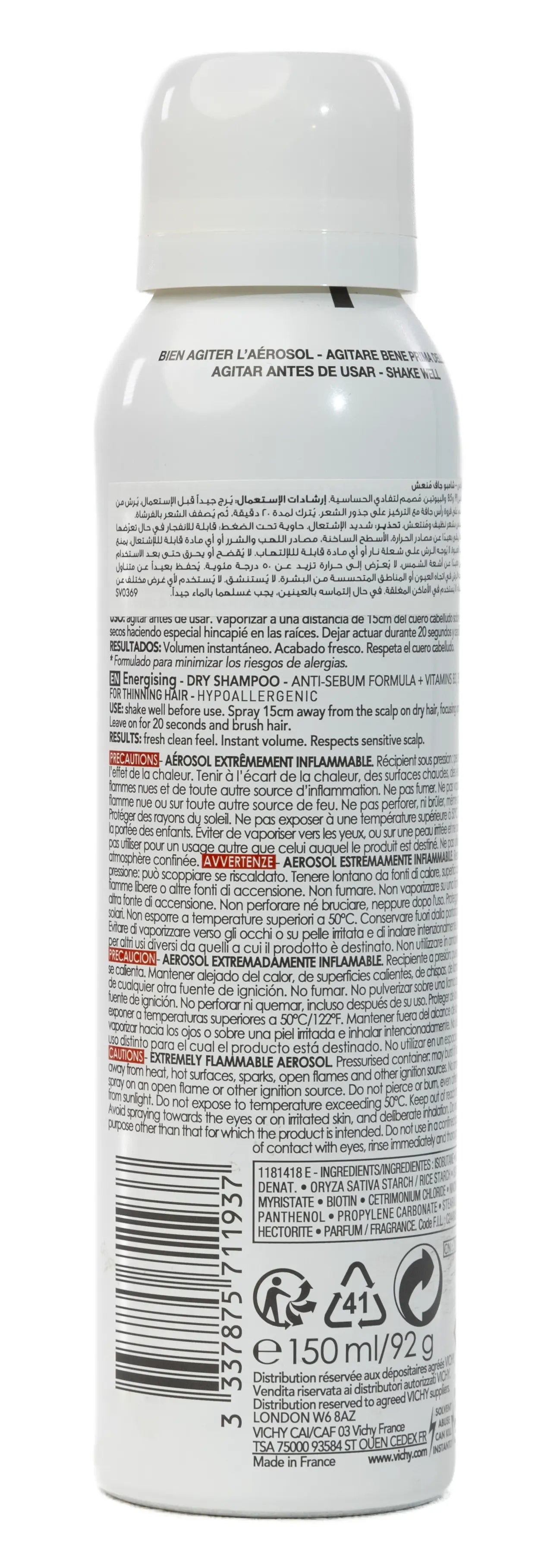 Vichy Dercos Energising Dry shampoo Spray 150 ml