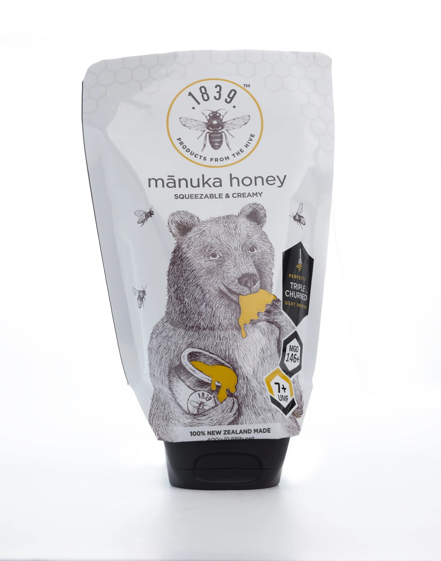 1839 Triple Churned Manuka Honey Squeezable&Creamy UMF 7+ 400g