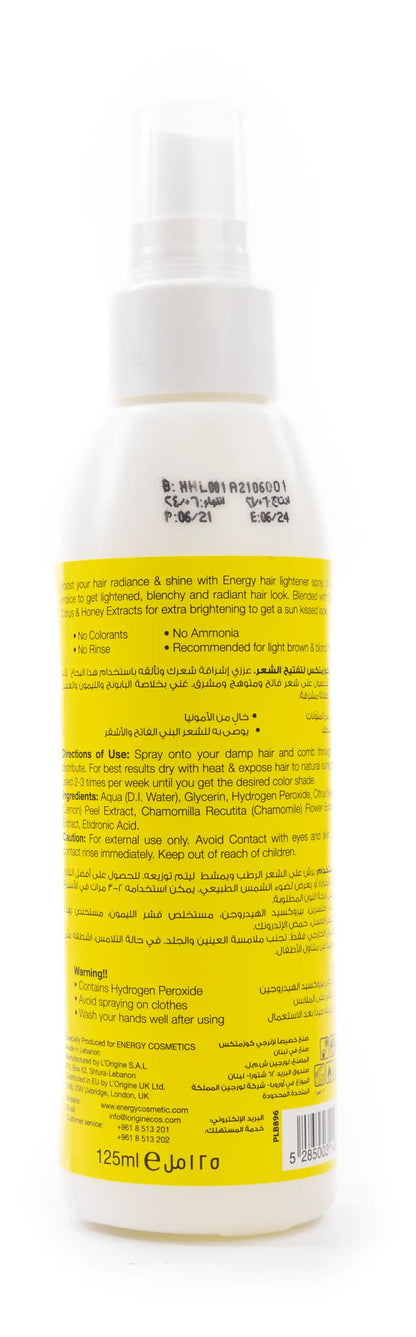 Energy Cosmetics Sun Shiny Hair Lightener Camomil Spray 125 Ml