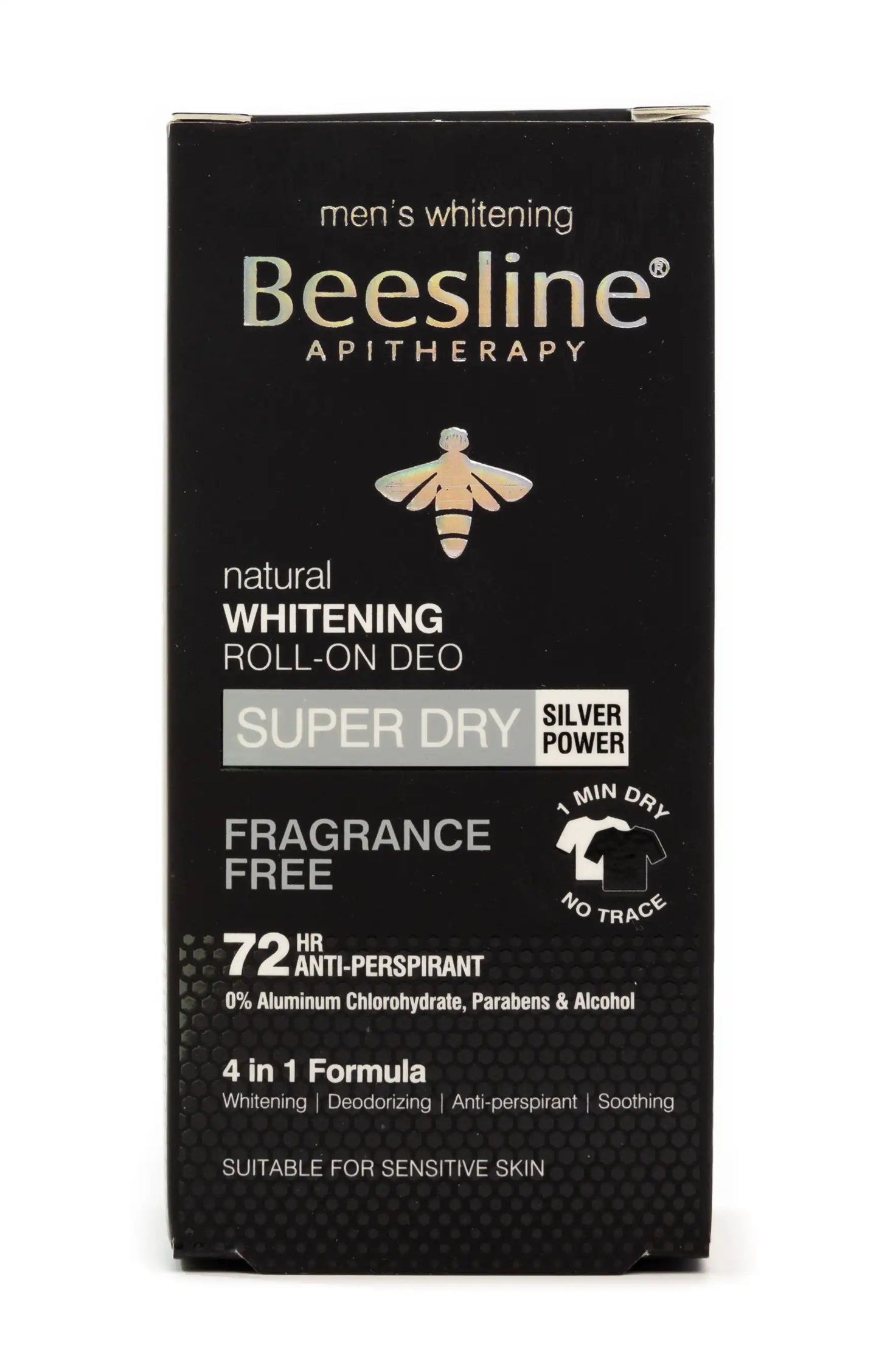 Beesline 72 Hours Men Whitening Roll On Deo Super Dry Silver Power Fragrance Free 50 Ml