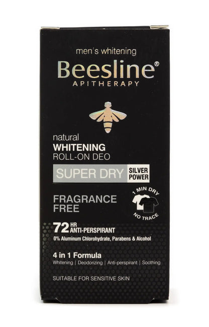Beesline 72 Hours Men Whitening Roll On Deo Super Dry Silver Power Fragrance Free 50 Ml