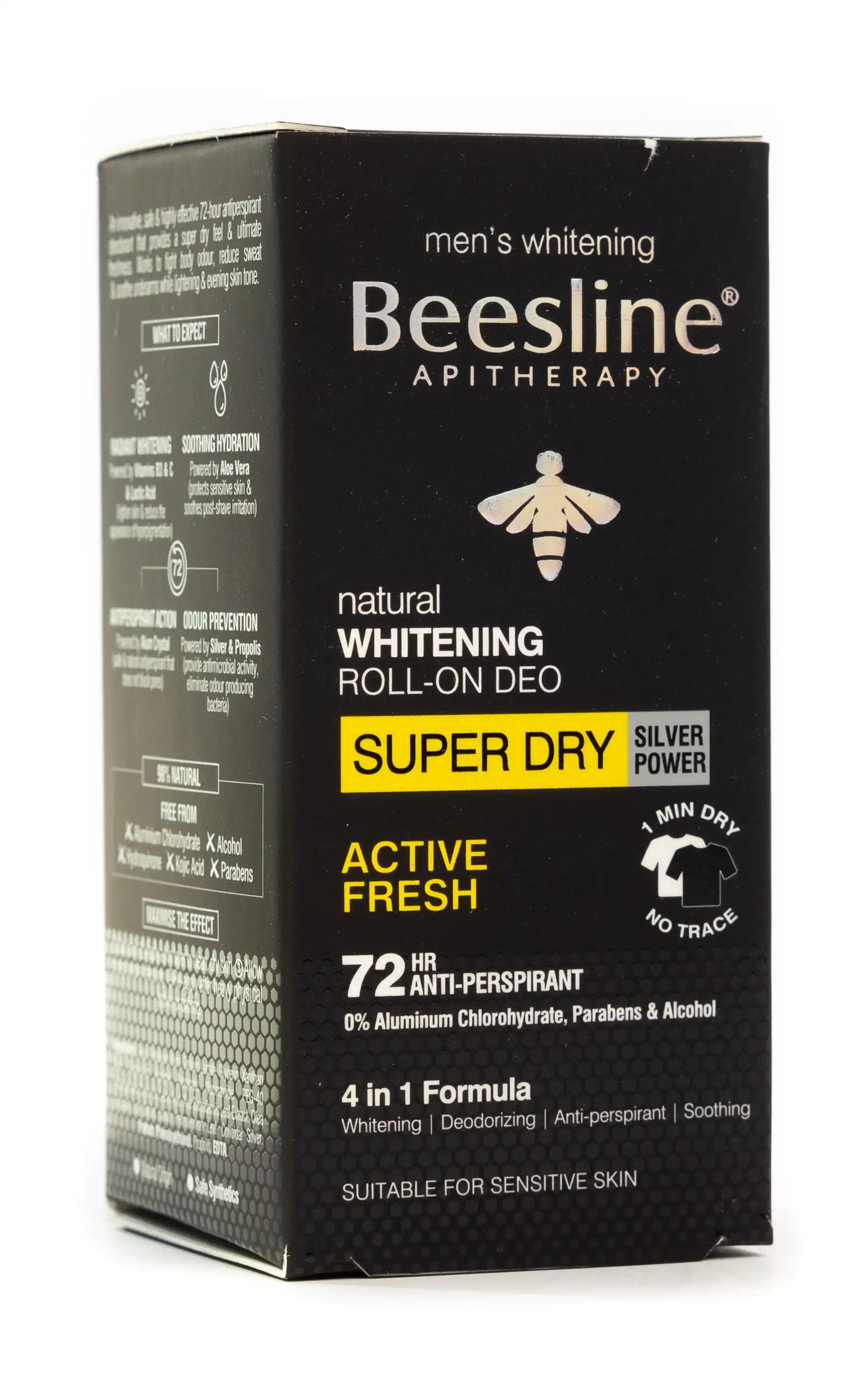 Beesline 72 Hours Men Whitening Roll On Deo Super Dry Silver Power Active Fresh 50 Ml