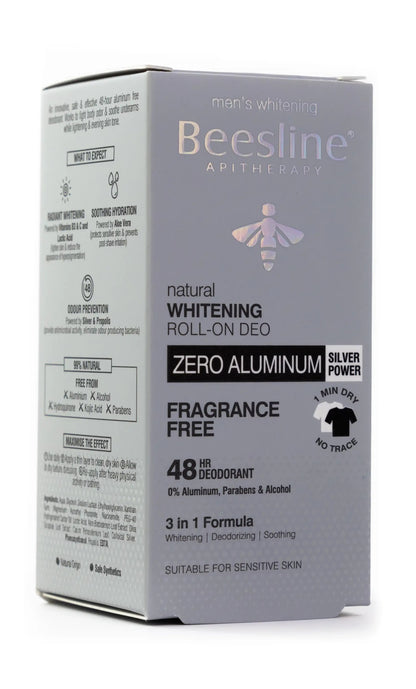 Beesline 48 Hours Men Whitening Roll On Deo Zero Aluminum Silver Power 50 Ml [Fragrance Free]