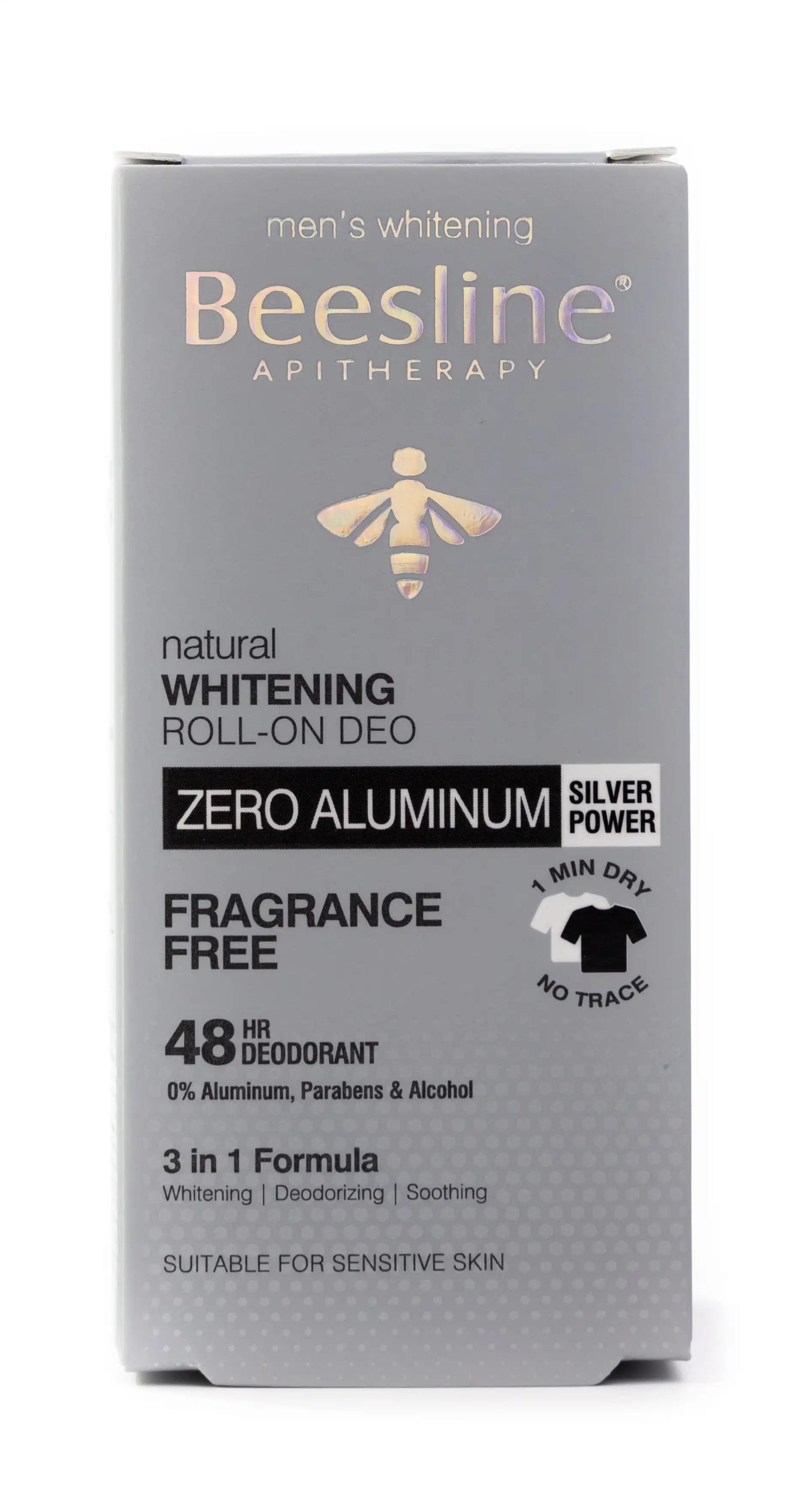 Beesline 48 Hours Men Whitening Roll On Deo Zero Aluminum Silver Power 50 Ml [Fragrance Free]