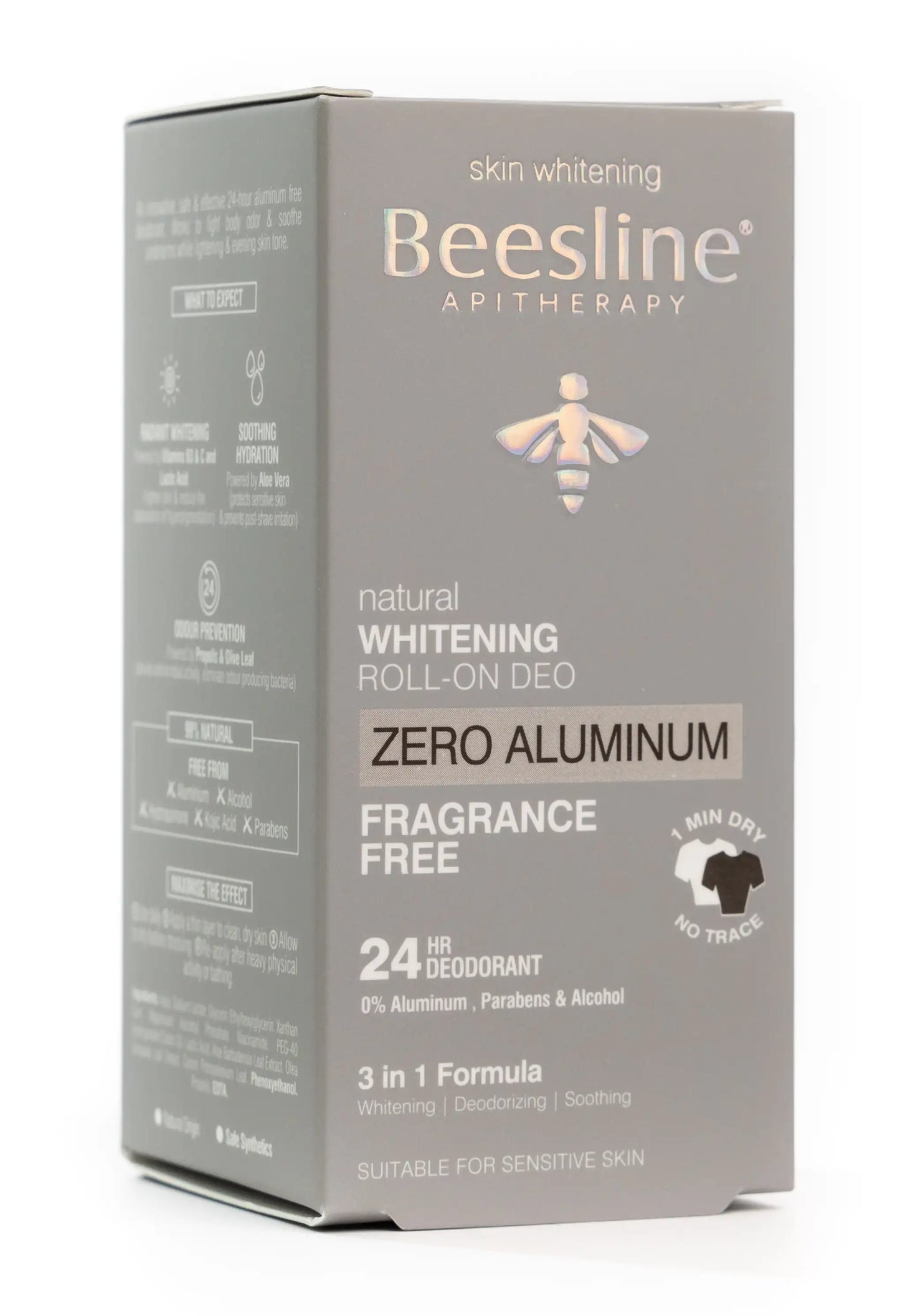 Beesline 24 Hours Deodrant Whitening Roll On Deo Zero Aluminum 50 Ml [Fragrance Free]