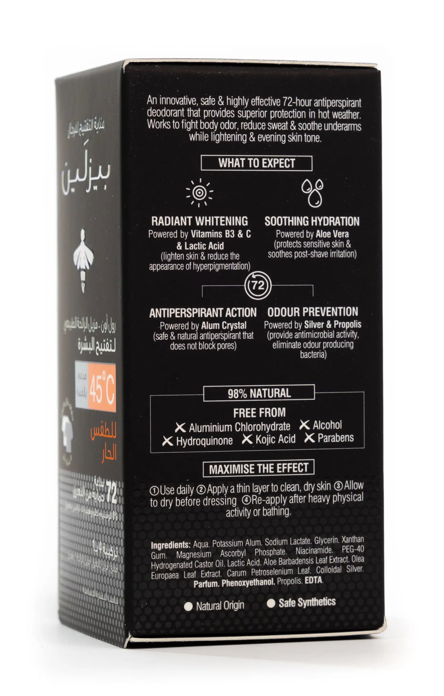 Beesline 72 Hours Men Whitening Roll On Deo Silver Power Heat Protection 50 Ml