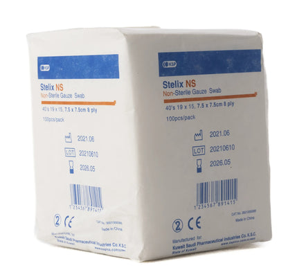 Ksp Stelix Non Sterile Gauze Swab  7.5X7.5 Cm 100 Pieces